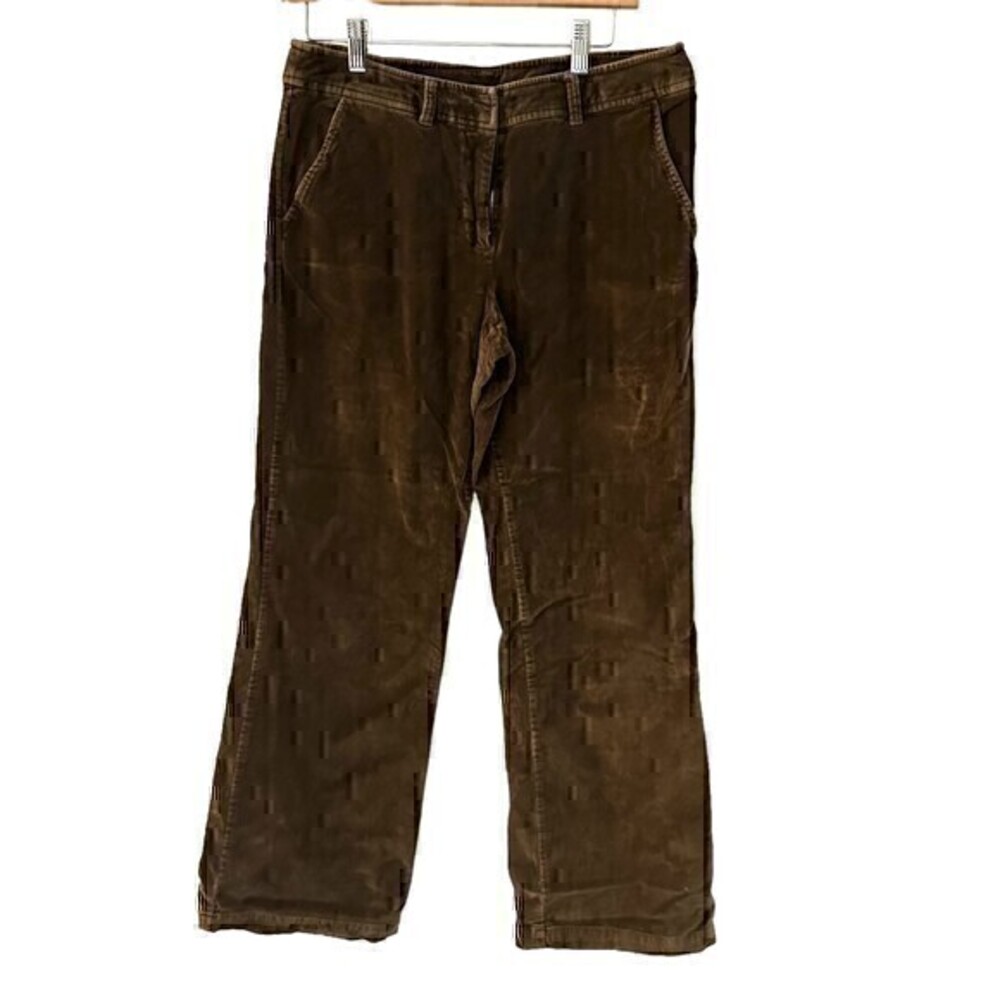Garnet Hill Brown Soft‎ Velvet Velour Cotton Stretch Bootcut Pants Size 8